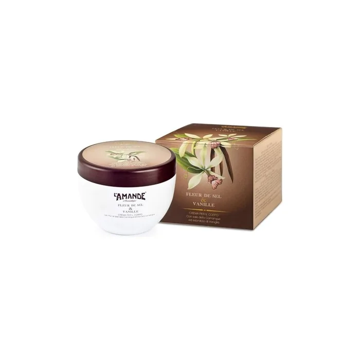L'AMANDE Fragrant Body Cream with Hyaluronic Acid and Vitamin E, Gentle and Nourishing Antioxidant, Vanilla Scent for Soft Skin Fleur de Sel & Vanilla Moisturizing 300ml