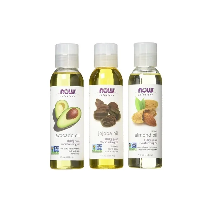 Now Foods Variety Moisturizing Oils Sampler: Sweet Almond, Avocado, and Jojoba Oils - 4oz Bottles
