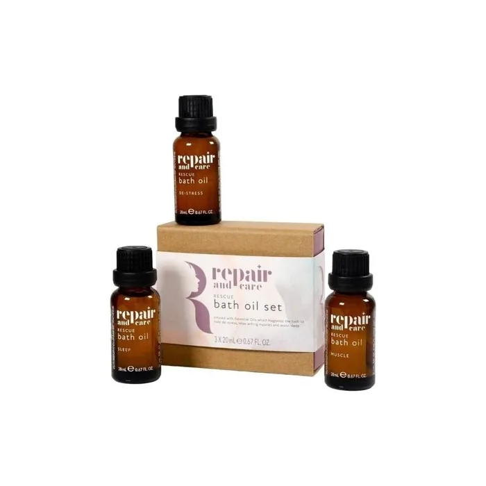 Repair and Care Rescue Bath Oil Set De-stressing Oil Sleep Oil Muscle Oil