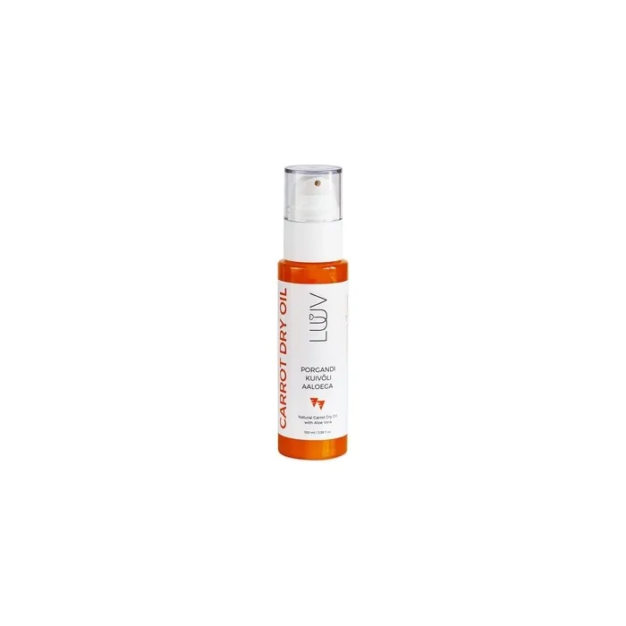 LUUV Carrot Dry Oil 100ml 3.38 fl oz with Organic Aloe Vera for Moisturizing the Whole Body Full of Vitamins Glowing Look Absorbs Quickly and Leaves No Greasy Residue