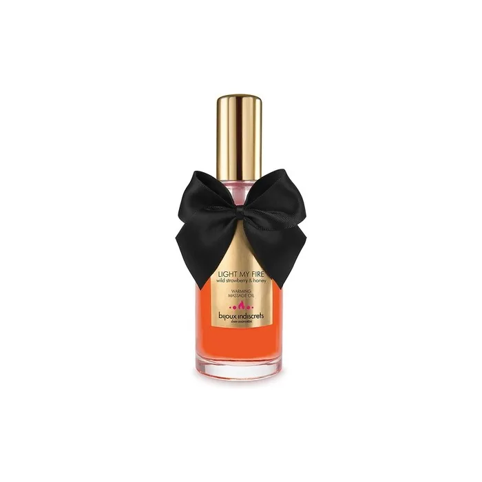 Bijoux Indiscrets Wild Strawberry Warming Massage Oil with Strawberry Scent and Flavor 100ml