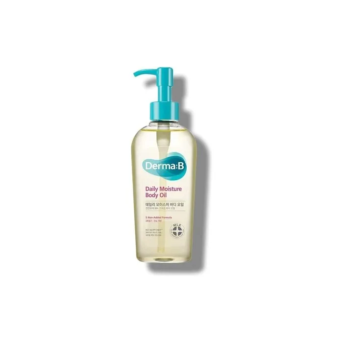 Derma B Daily Moisture Body Oil for Dry Skin 99% Natural Origin with Argan Oil and Sweet Almond Oil 6.78 Fl Oz 200ml