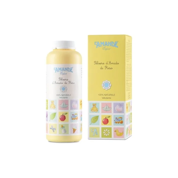 L'AMANDE Rice Starch for Newborns Perfumed Talcum Powder for Children and Babies Refreshing and Soothing Against Redness and Irritation Natural Velvet Powder - Enfant 150g