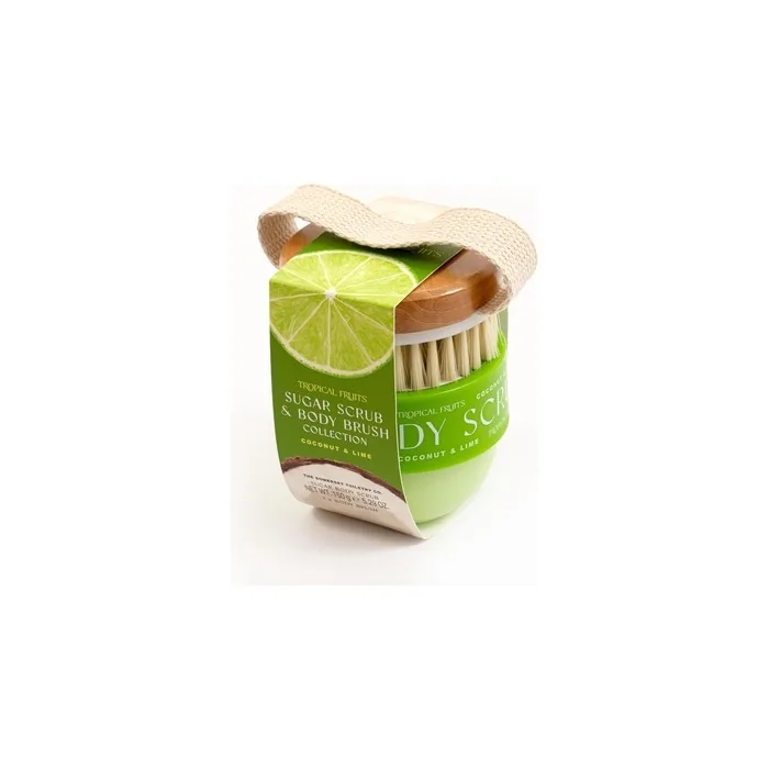 Tropical Fruits Gentle Exfoliating Sugary Scrub & Brush Coconut and Lime 150g