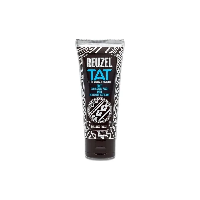 Reuzel Buff Exfoliating Wash Scrub for Tattoos Rapidly Exfoliates Dead Skin Soothes and Conditions Gives Color More Vibrancy Vegan Formula Sulfate and Paraben Free 100ml