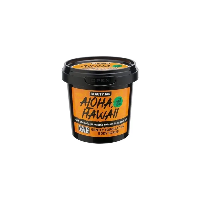 Beauty Jar Aloha Hawaii Gently Exfoliating Body Scrub 7.05 Oz (200g) with Sea Salt, Pineapple Extract, and Coconut Oil