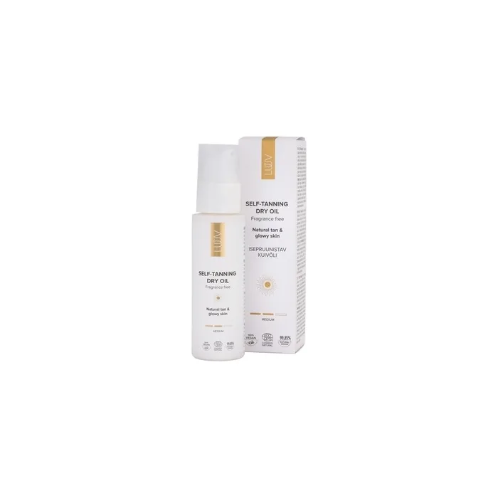 LUUV Self Tanning Dry Oil 100ml Medium Tone Ecocert COSMOS Natural Certified