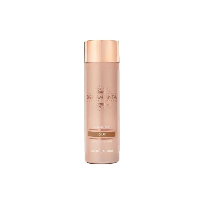 Bellamianta Instant Tanning Liquid Quick Drying Vegan Fake Tan Liquid Gold Formula Streak Free 200ml Dark