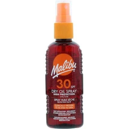 Malibu Sun SPF 30 Non-Greasy Dry Oil Spray for Tanning High Protection Water Resistant 100ml