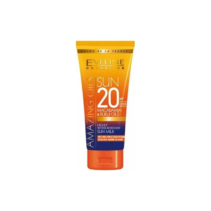 EVELINE Cosmetics Amazing Oils Sun Milk SPF20 200ml Water Resistant with Macadamia