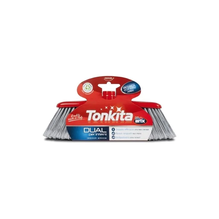 Tonkita Dual Broom For Indoor Use, Twice Efficient, Tight Spots