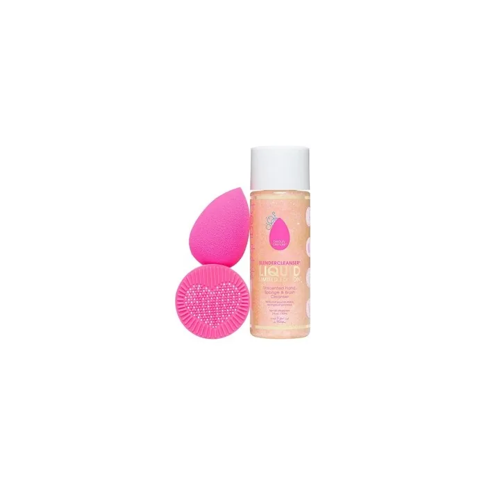 beautyblender Limited Edition Double Delight Blend & Cleanse Set with Original Pink Blender Liquid Blendercleanser and Silicone Scrub Mat Vegan Cruelty Free Made in USA