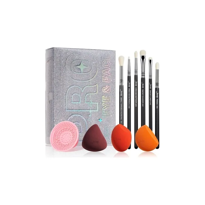 Jessup Makeup Sponge Set 3pcs Eyeshadow Brush Set 6pcs Makeup Brush Cleaner
