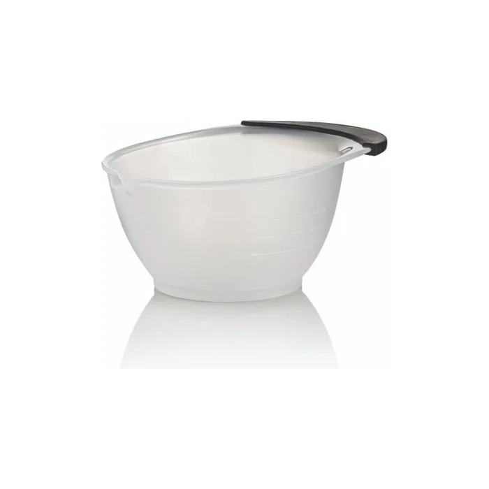 Beauty Coiffure Non-slip Graduated Bowl with Spout and Tekno White Brush Holder