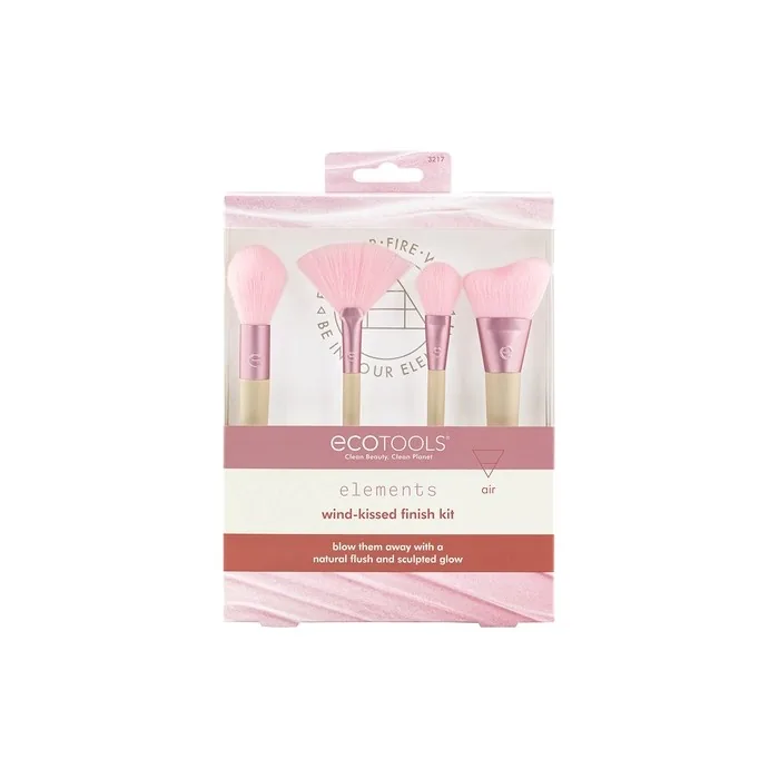EcoTools Elements Limited Edition Wind-Kissed Professional Makeup Brush Set for Bronzer, Blush, or Highlighter - 4 Piece Set Pink