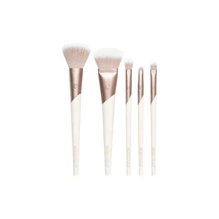 EcoTools Luxe Natural Elegance Professional Makeup Brush Set for Face Cheek and Eye Makeup Pink 5 Piece Set