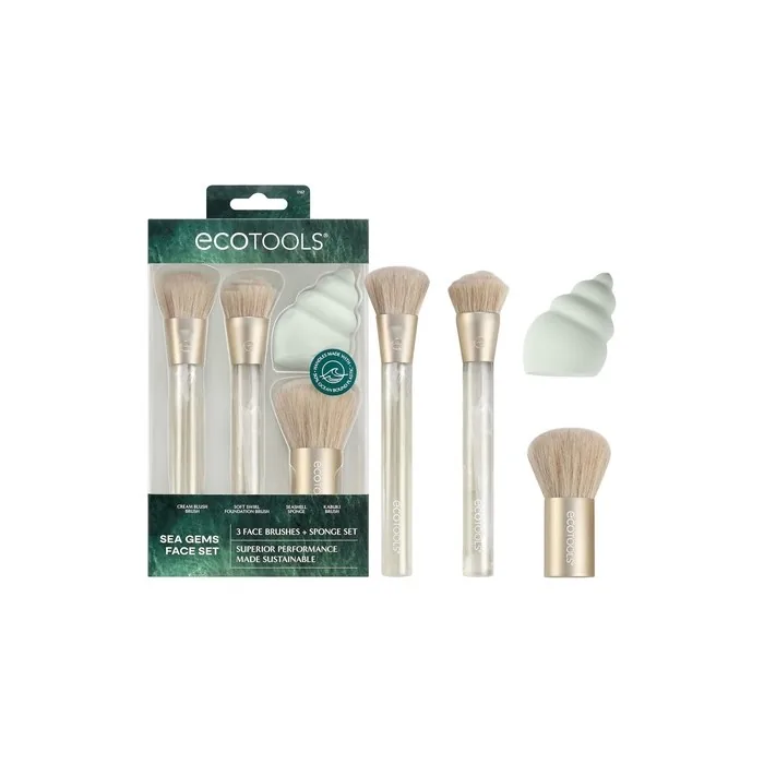 Ecotools Sea Gems Face Makeup Brush & Sponge Kit - 4 Piece Set