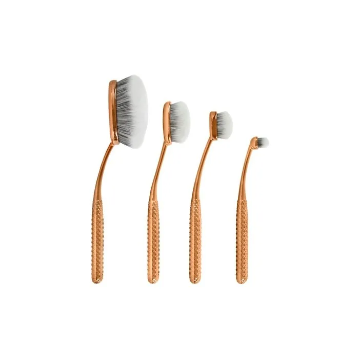 MODA Metallics Full Size Face Perfecting 4pc Oval Makeup Brush Set