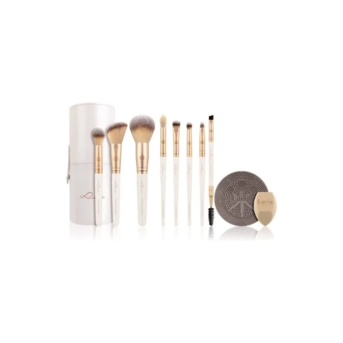 Luvia Cosmetics Prime Vegan Brush Set With Champagne Case 10 Pcs