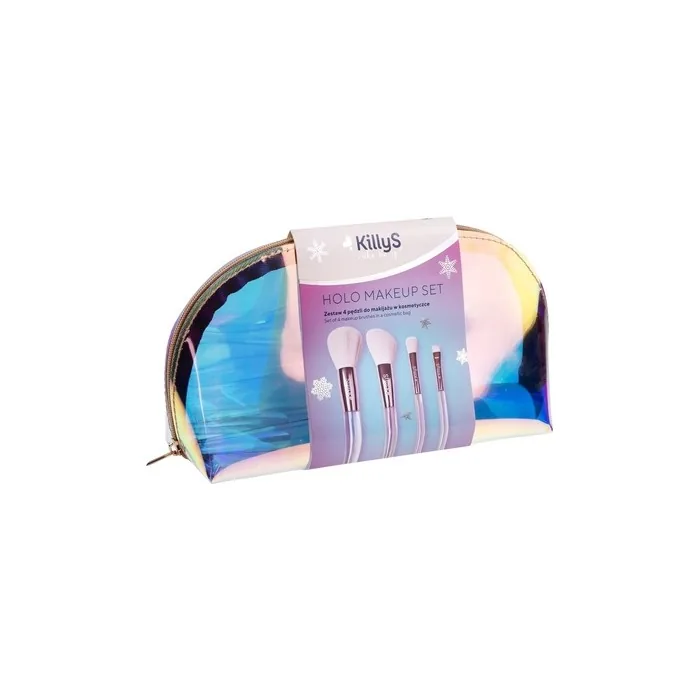Holo Makeup Set Of 4 Makeup Brushes In Cosmetic Bag