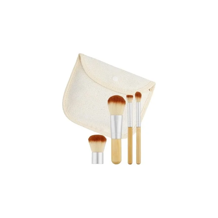 T4B MIMO Bamboo Makeup Brush Set with Travel Size and Travel Bag - Pack of 4
