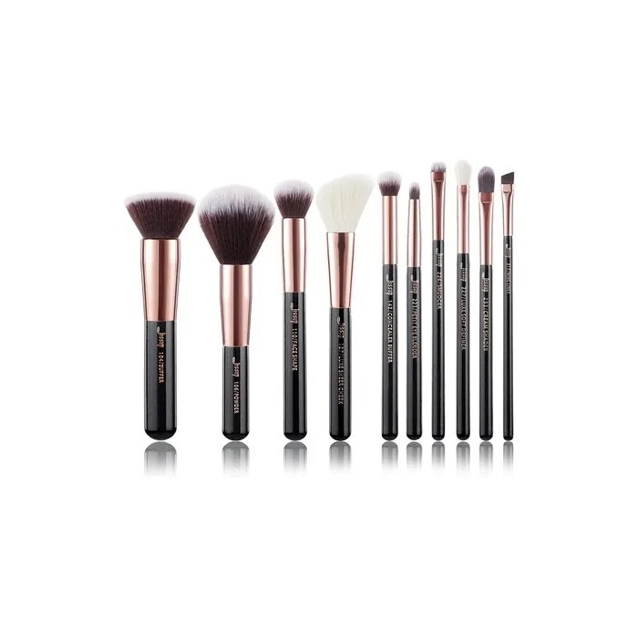 Jessup Makeup Brushes Set 10pcs Black Rose Gold Natural Brushes Kit for Powder Foundation Blush Eyeshadow Blending Concealer Eyeliner T156 Rose Gold Pearl Black