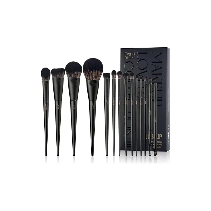 Jessup Makeup Brushes Set 14pcs Black Kabuki Foundation