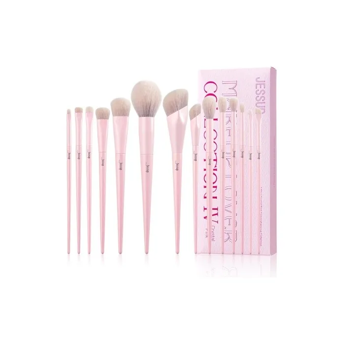 Jessup Pink Makeup Brushes Set 14pcs Premium Vegan Foundation