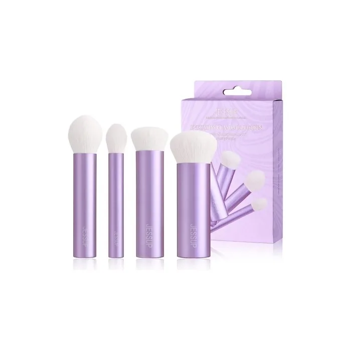 Jessup Makeup Brushes Set 4pcs Face Kabuki Brush for Foundation Contour Powder