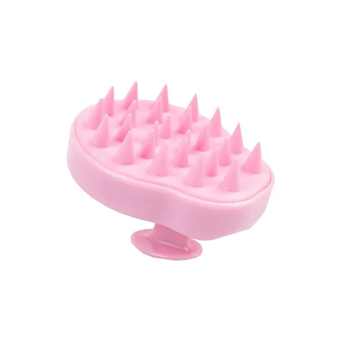 The Vintage Cosmetic Company Shampoo Brush Scalp Massager Soft Flexible Silicone Bristles Pink Design