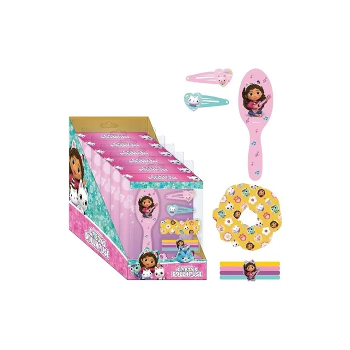 Gabby's Dollhouse Beauty Set Includes 1 Brush 2 Hairpins 4 Hair Ties And 1 Fabric Hair Tie Multicolor Inspired By Gabby's Dollhouse Original Product Designed In Spain