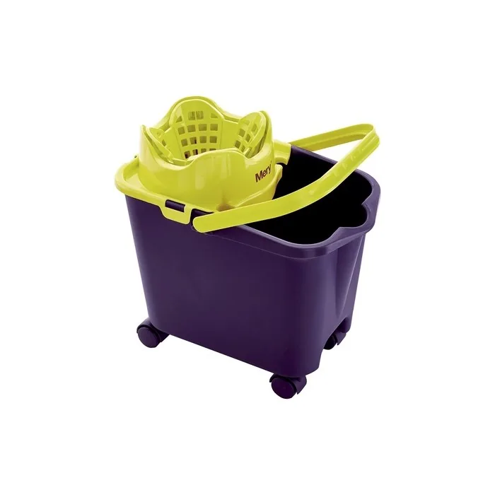 Mery 0336.09 Mop Bucket with Wheels 14 Litre Capacity - Assorted Colors (Red, Blue, Purple) Violet/Green