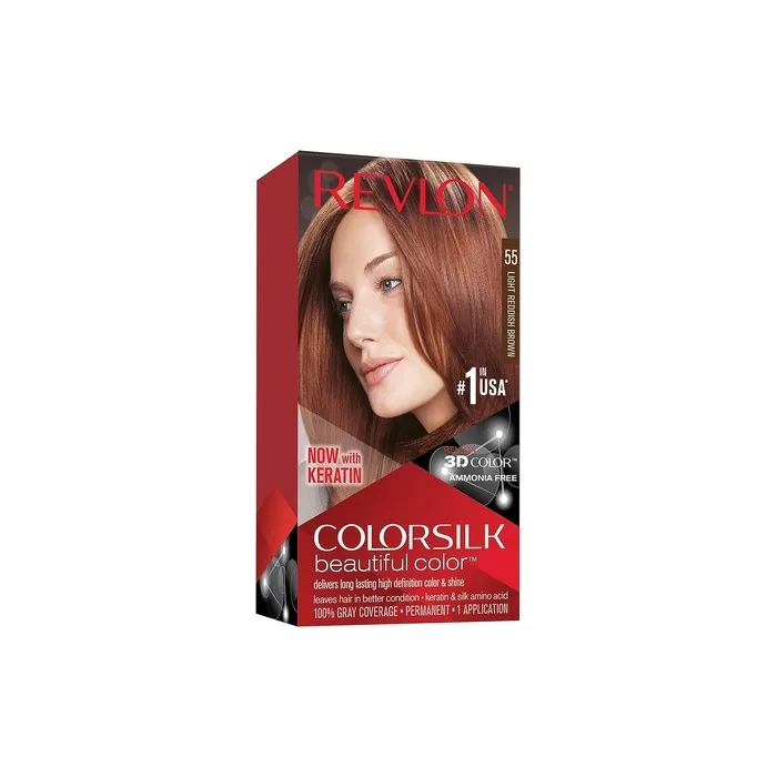 Revlon ColorSilk Permanent Hair Colour – 55 Light Reddish Brown 60ml