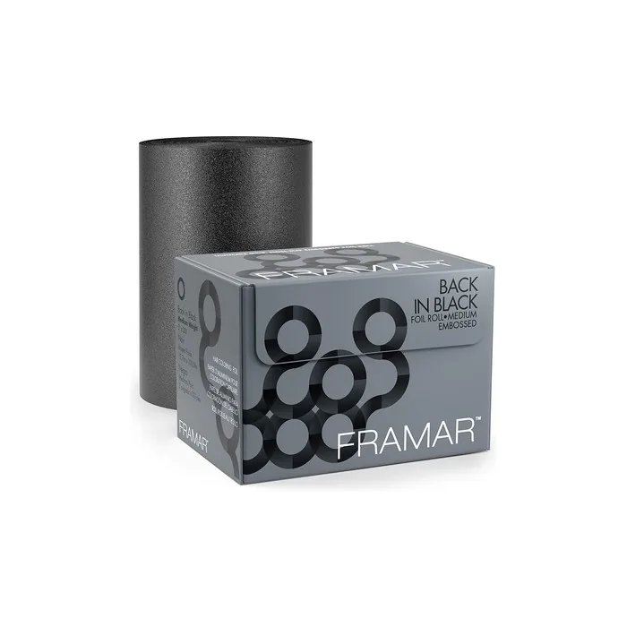 Framar Back in Black Embossed Aluminum Foil for Hair Color Medium 320m