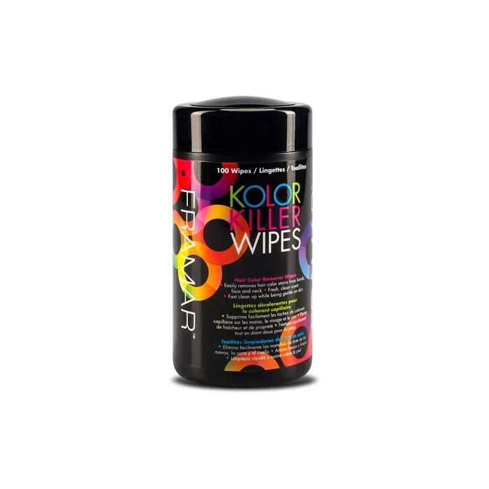 Framar Kolor Killer Wipes Hair Dye and Color Remover 100 Wipes Dispenser