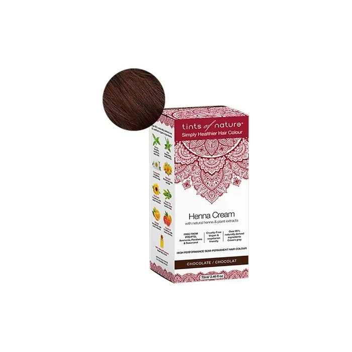 Tints of Nature Chocolate Semi-Permanent Henna Cream Hair Colour Ammonia-Free and 95% Natural 70ml