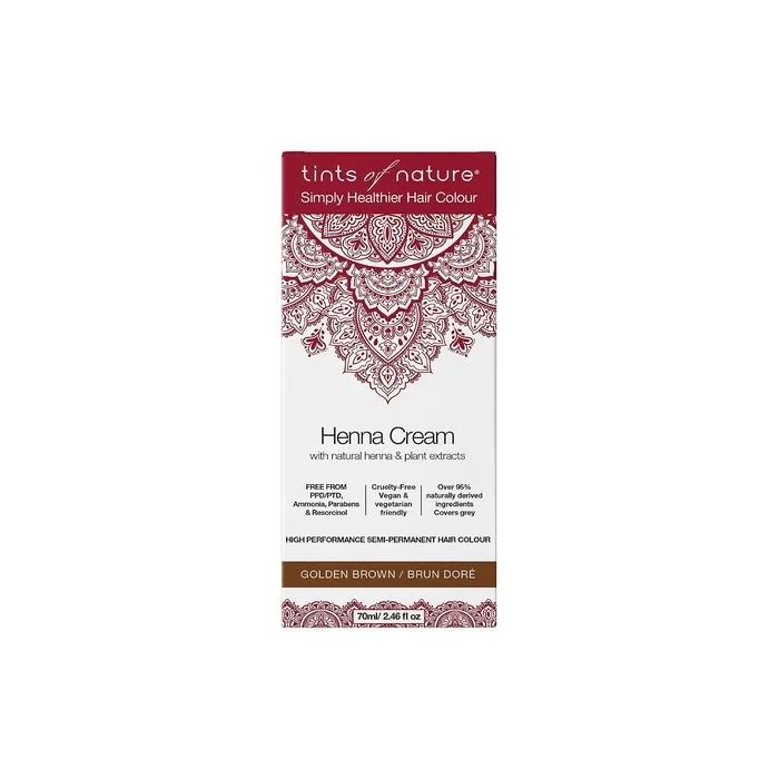 Tints of Nature Golden Brown Semi-Permanent Henna Cream Hair Colour Ammonia-Free and 95% Natural 70ml
