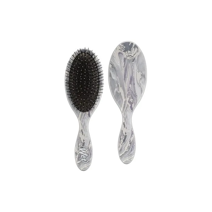 WetBrush Original Detangler Hair Brush with Ultra Soft Intelliflex Bristles Metallic Marble Collection Silver Marble Silver
