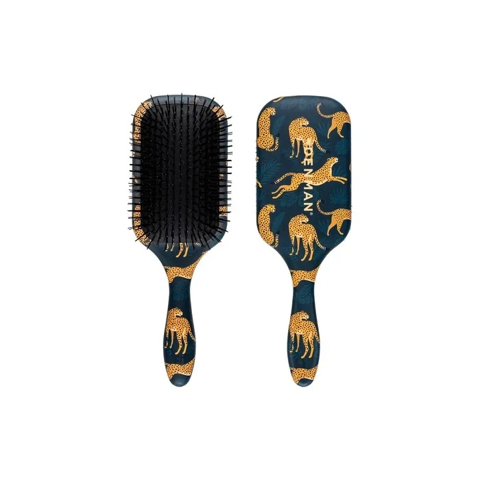 Denman Tangle Tamer Ultra Detangling Paddle Brush for Curly Hair and Black Natural Hair D90L Tiger Print