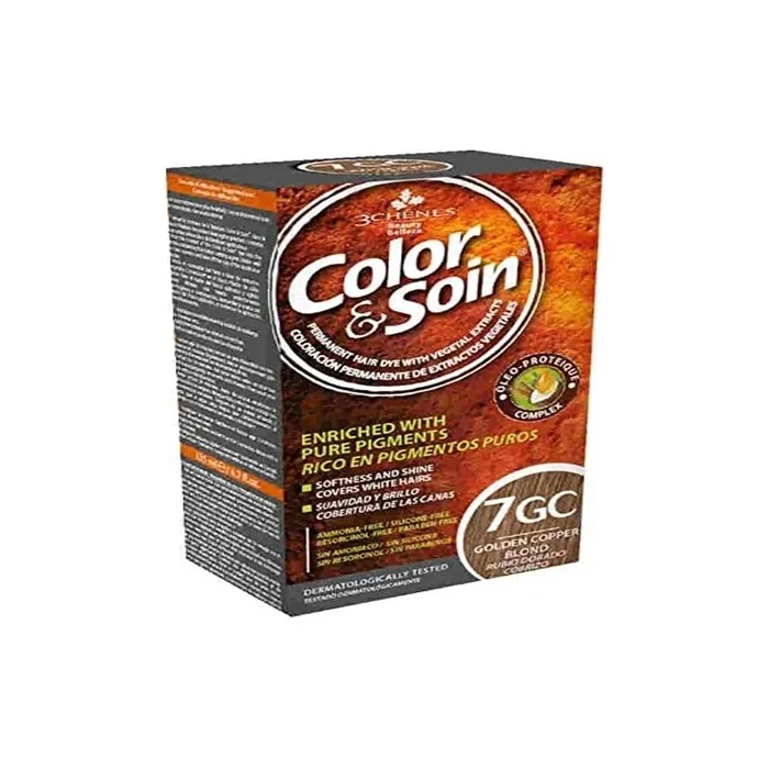 Les 3 Chenes Color & Soin Permanent Color Care Copper Golden Blond 7gc