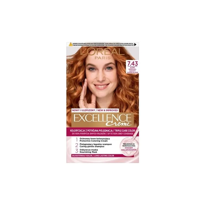 L'Oreal Excellence Creme Hair Color 7.43 Copper-Golden Blonde