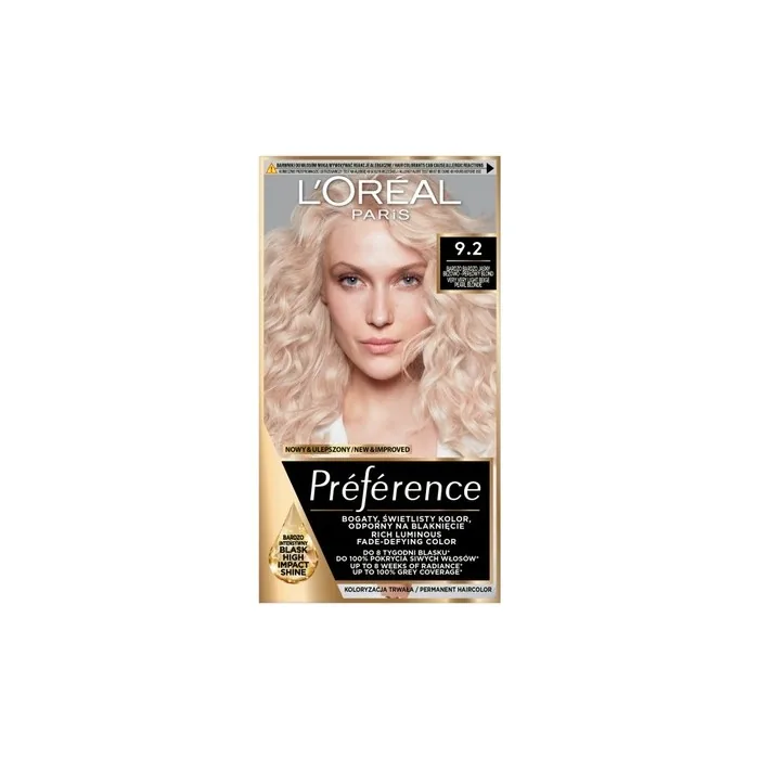 L'Oreal Feria Preference Hair Color 92 Very Light Blonde