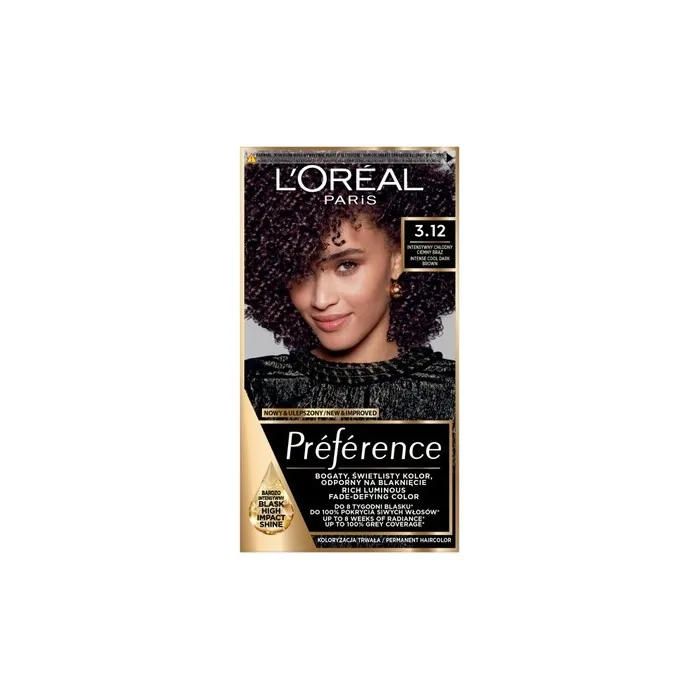 L'Oreal Recital Preference Hair Color 3.12 Intense Cool Dark Brown