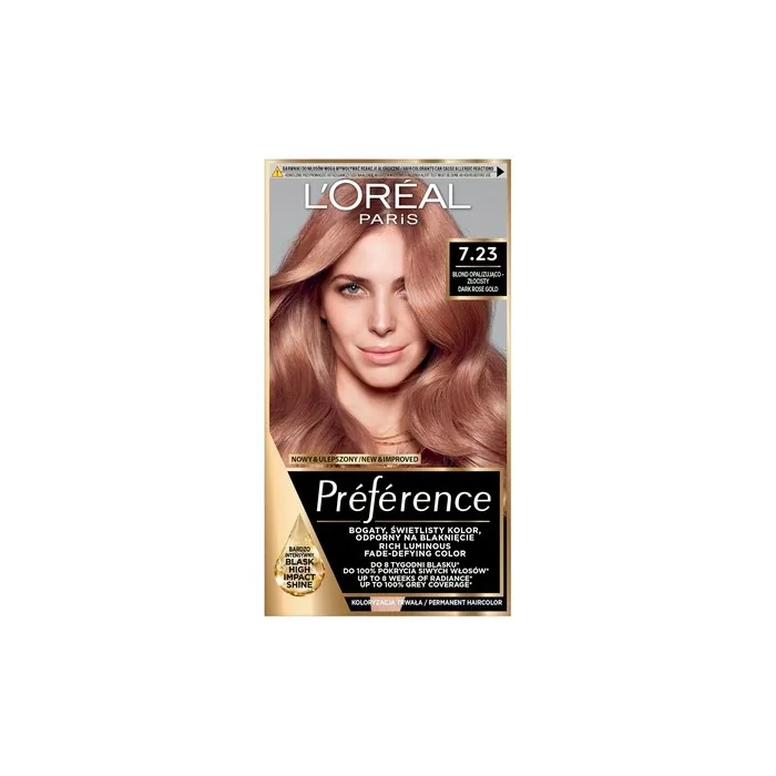 L'Oreal Infinia Preference Hair Dye 7.23 Rose Gold Blonde 210ml
