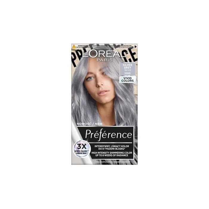 L'Oreal Preference Vivid Colors Hair Dye 10.112 Silver Grey