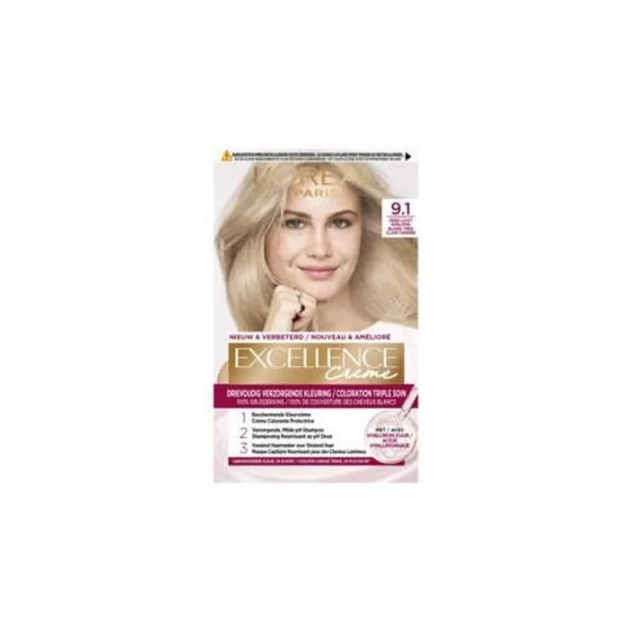 L'Oreal Paris Excellence Creme 9.1 Very Light Ash Blonde Hair Color