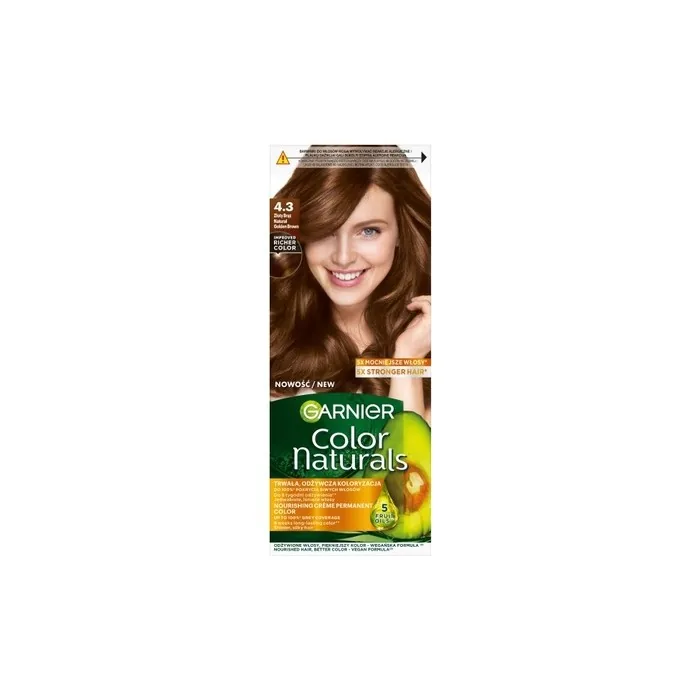 Garnier Color Naturals Hair Dye 4.3 Golden Brown - Semi-Permanent Cream