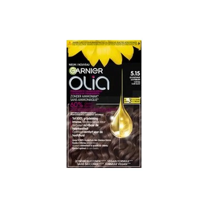 Garnier Olia Chestnut Light Brown 515 Permanent Hair Color Without Ammonia
