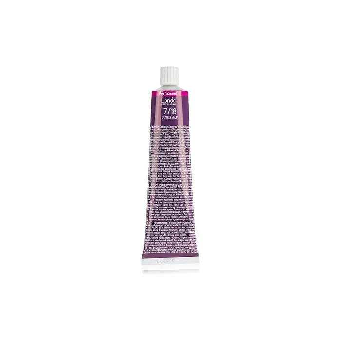 Londa Permanent Hair Colour Cream, 7/18 Medium Blonde Ash Pearl, 60 Ml