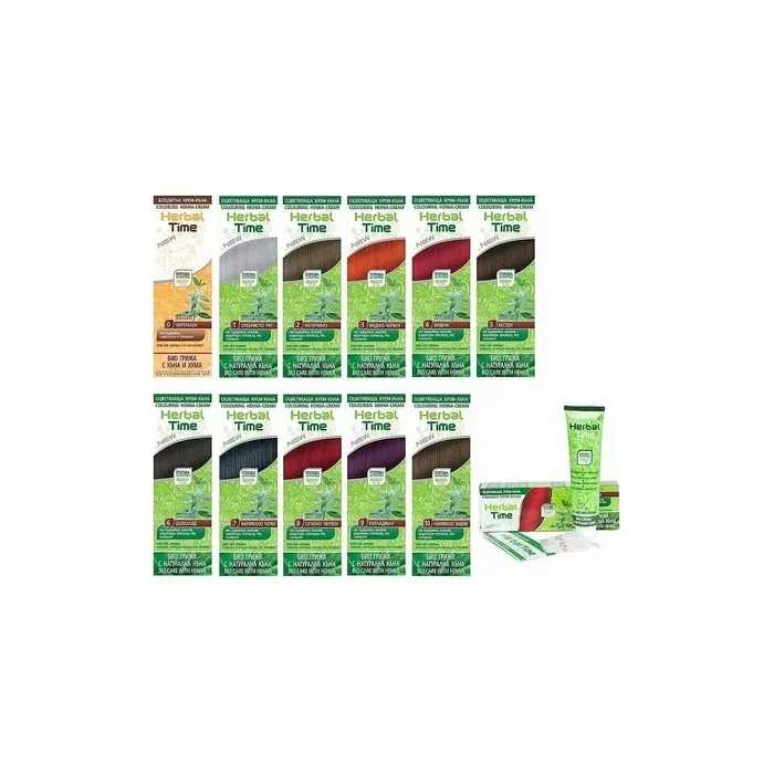 Herbal Time Henna Coloring Cream with Henna Extract Natural Hair Colorant 75ml